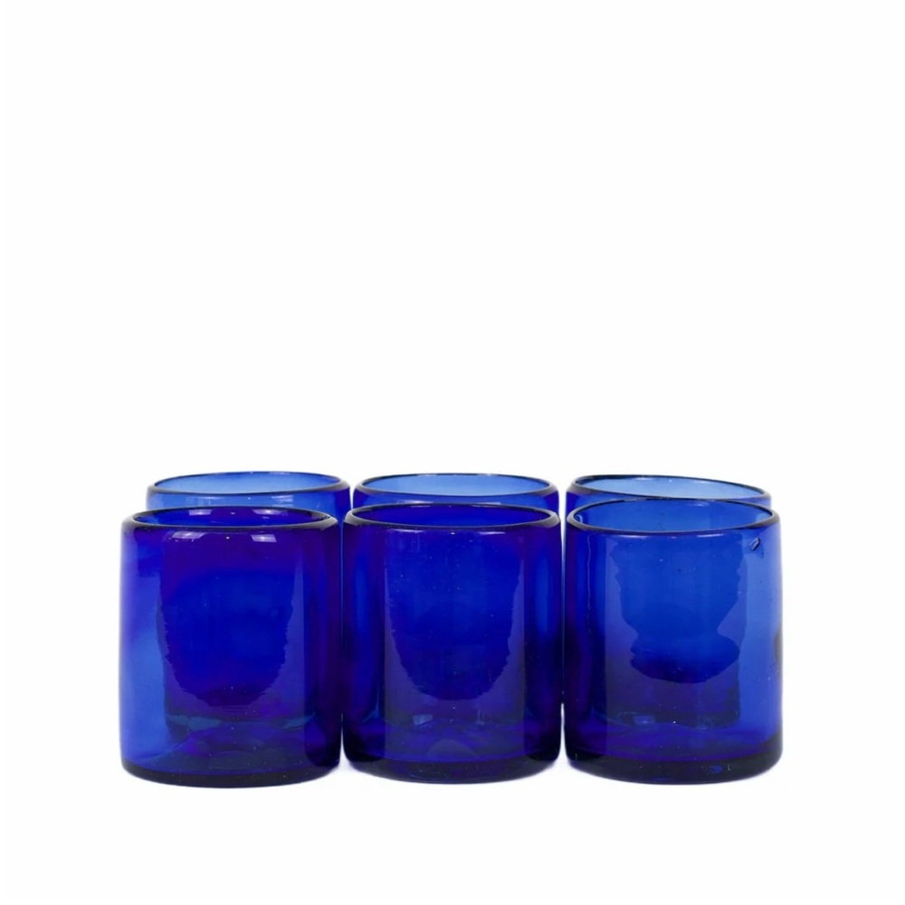 Set of 6 Blue Glass Tumblers